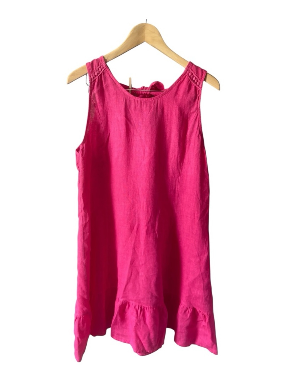Terzo Millennio Linen Dress Large Pink Sleeveless Ruffle Hem